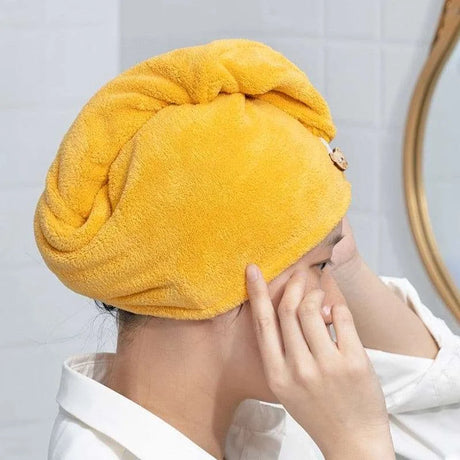 Microfiber Hair Towel Wrap with Button microfiber hair towel cap Julia M Home & Kitchen   