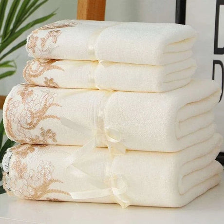 Microfiber Towel Set | Luxury Lace Embroidered Bath Towel Gift Set - Julia M LifeStyles