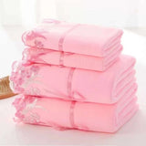 Microfiber Towel Set | Luxury Lace Embroidered Bath Towel Gift Set - Julia M LifeStyles