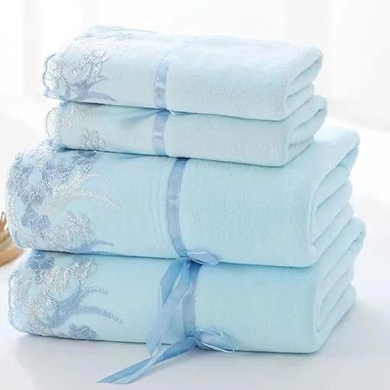 Microfiber Towel Set | Luxury Lace Embroidered Bath Towel Gift Set - Julia M LifeStyles