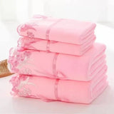 Microfiber Towel Set | Luxury Lace Embroidered Bath Towel Gift Set - Julia M LifeStyles