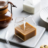 Milk Box Shape Glass Cup - 300ml Transparent Drinkware - Julia M LifeStyles