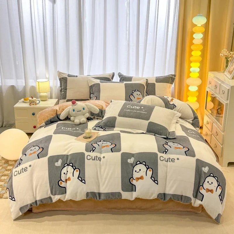 Milk Velvet Plaid Duvet Cover Set - Winter Comfort for Boys & Girls - Julia M LifeStyles