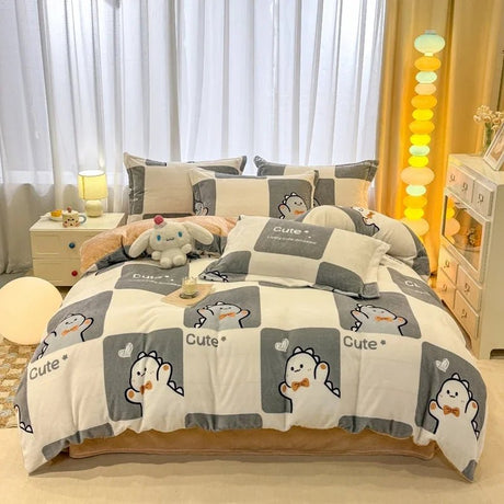 Milk Velvet Plaid Duvet Cover Set - Winter Comfort for Boys & Girls - Julia M LifeStyles