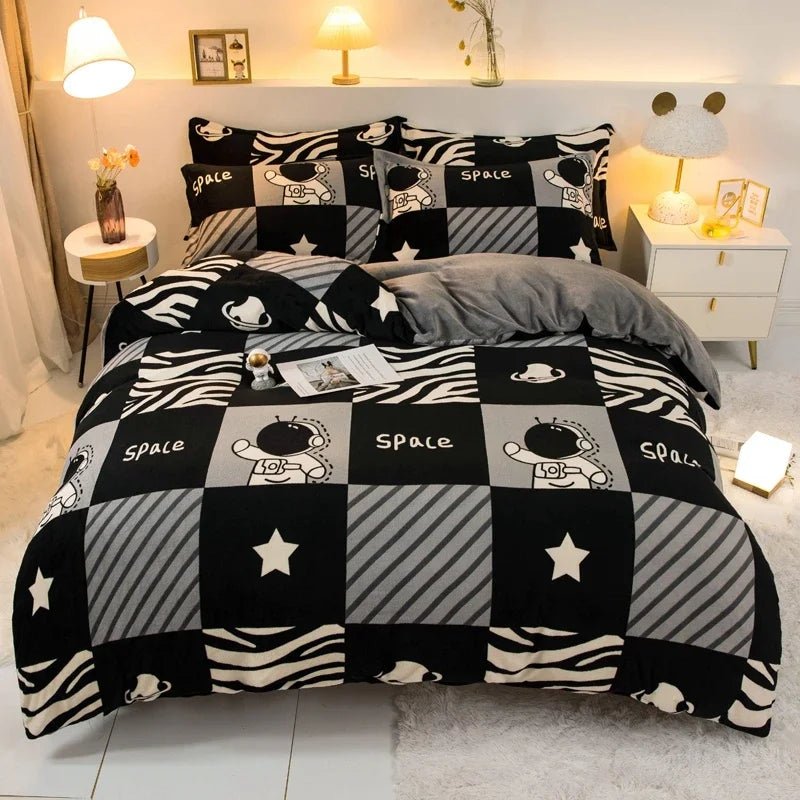 Milk Velvet Plaid Duvet Cover Set - Winter Comfort for Boys & Girls - Julia M LifeStyles