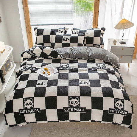 Milk Velvet Plaid Duvet Cover Set - Winter Comfort for Boys & Girls - Julia M LifeStyles