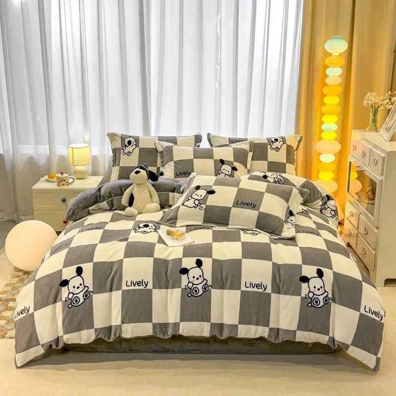 Milk Velvet Plaid Duvet Cover Set - Winter Comfort for Boys & Girls - Julia M LifeStyles