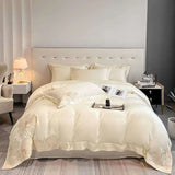 Milkshake White 600TC Egyptian Cotton Flowers Embroidery Bedding Set - Julia M LifeStyles