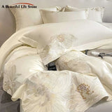 Milkshake White 600TC Egyptian Cotton Flowers Embroidery Bedding Set - Julia M LifeStyles