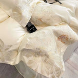 Milkshake White 600TC Egyptian Cotton Flowers Embroidery Bedding Set - Julia M LifeStyles