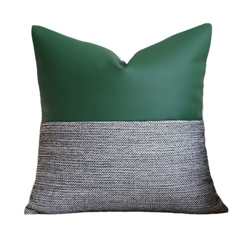 Minimalist Ju Yan Woven Living Room Leather Stitching Square Pillow - Julia M LifeStyles