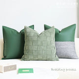 Minimalist Woven Living Room Leather Stitching Square Pillow - Julia M LifeStyles