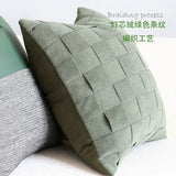 Minimalist Woven Living Room Leather Stitching Square Pillow - Julia M LifeStyles