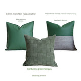 Minimalist Woven Living Room Leather Stitching Square Pillow - Julia M LifeStyles