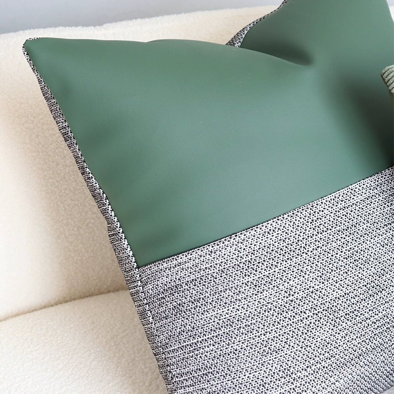 Minimalist Woven Living Room Leather Stitching Square Pillow - Julia M LifeStyles