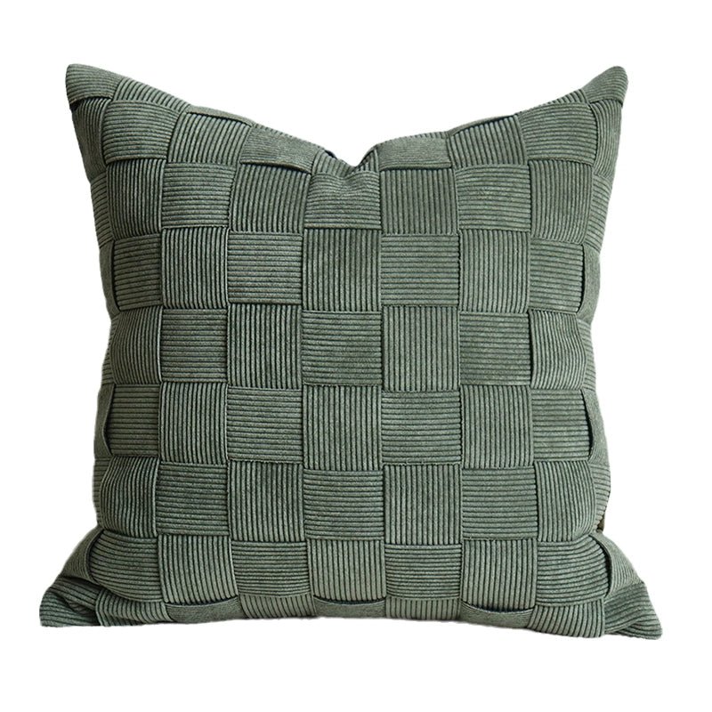 Minimalist Woven Living Room Leather Stitching Square Pillow - Julia M LifeStyles