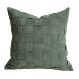 Minimalist Ju Yan Woven Living Room Leather Stitching Square Pillow - Julia M LifeStyles