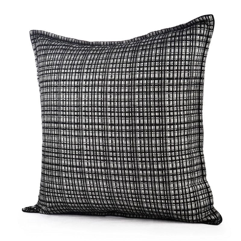 Model Room Pillow Korean Style Square Pillow Black and White Plaid Striped Woolen Cushion Soft House Sofa Bay Window Pillow - Julia M LifeStyles