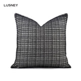 Model Room Pillow Korean Style Square Pillow Black and White Plaid Striped Woolen Cushion Soft House Sofa Bay Window Pillow - Julia M LifeStyles