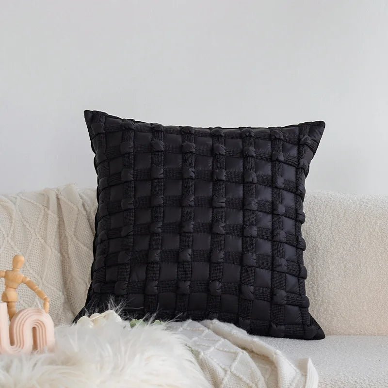 Modern Black and White Plaid Throw Pillow Cover 45x45cm - Julia M LifeStyles