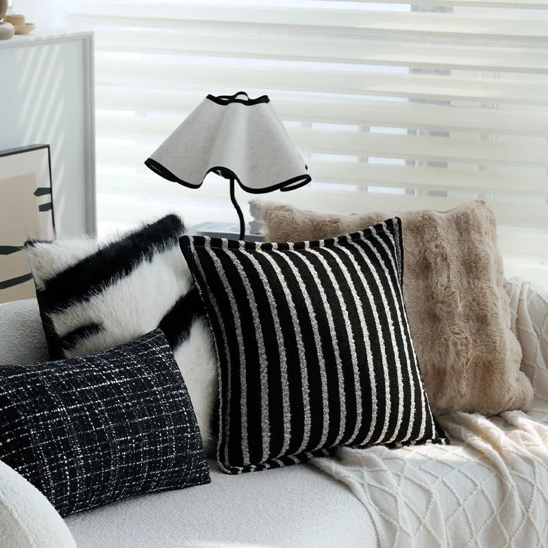 Modern Black and White Plaid Throw Pillow Cover 45x45cm - Julia M LifeStyles