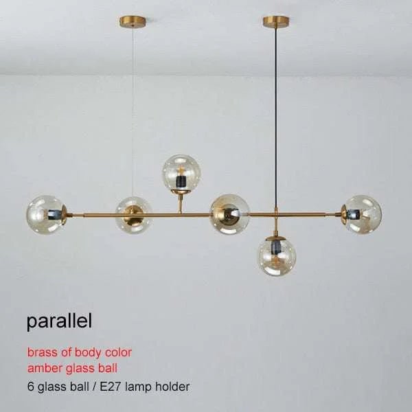 Modern Chandelier Brass Glass Ball Lighting - Julia M LifeStyles