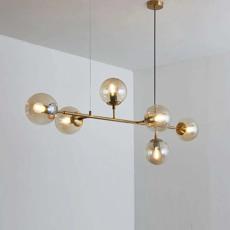 Modern Chandelier Brass Glass Ball Lighting - Julia M LifeStyles