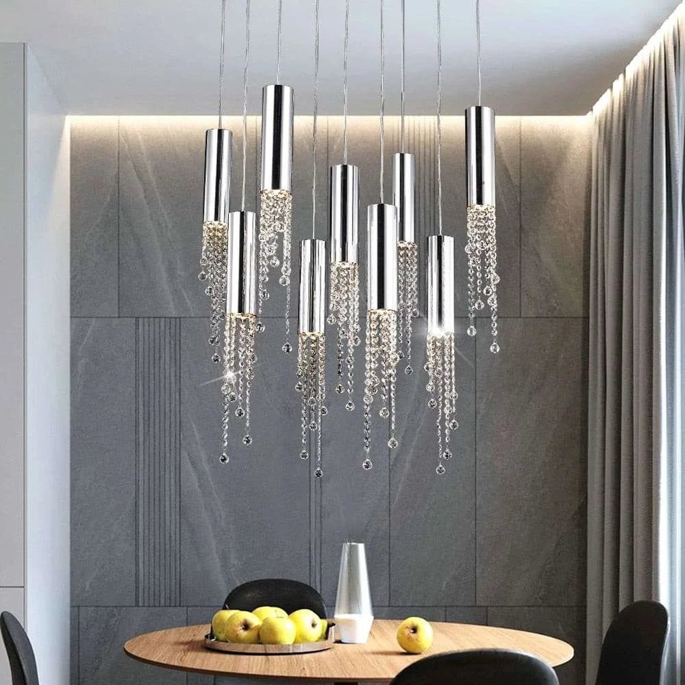 Modern Chrome Crystal Ceiling Chandelier - Julia M LifeStyles