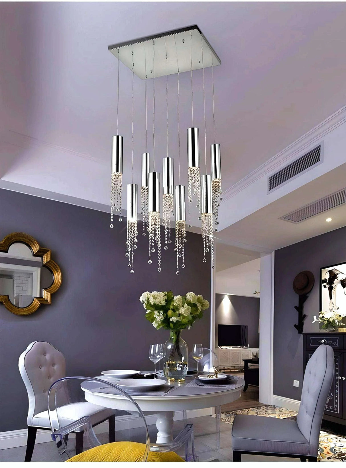 Modern Chrome Crystal Ceiling Chandelier - Julia M LifeStyles