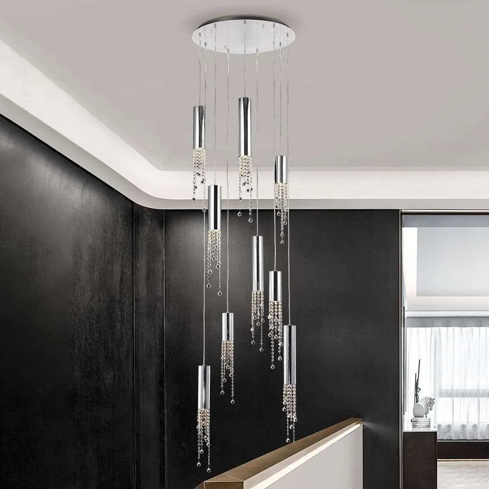 Modern Chrome Crystal Ceiling Chandelier - Julia M LifeStyles