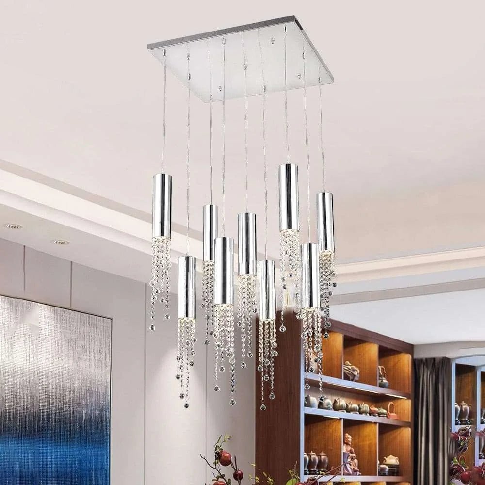 Modern Chrome Crystal Ceiling Chandelier - Julia M LifeStyles