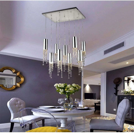 Modern Chrome Crystal Ceiling Chandelier - Julia M LifeStyles