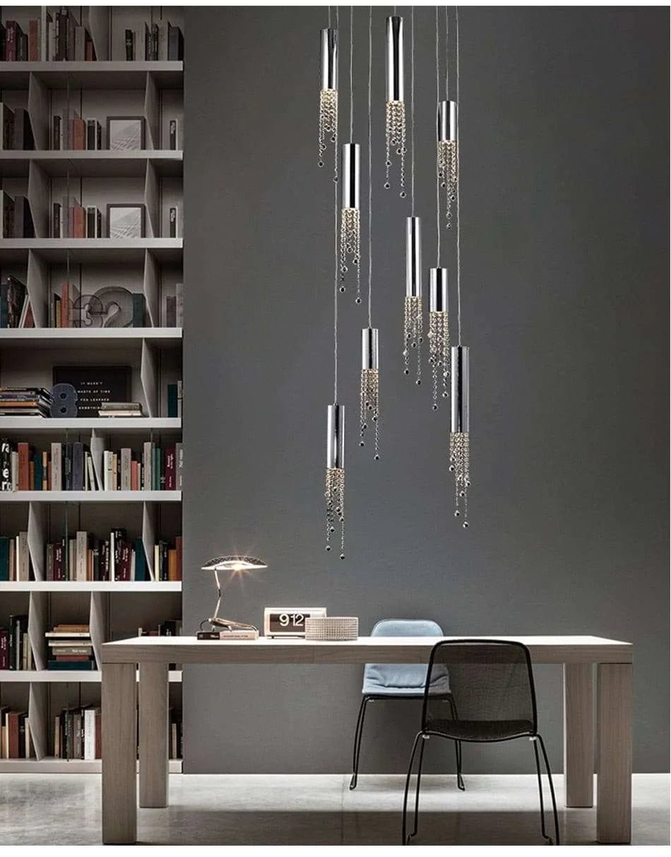 Modern Chrome Crystal Ceiling Chandelier - Julia M LifeStyles