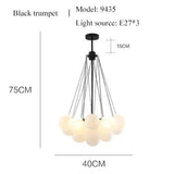 Modern Frosted Glass Ball Ceiling Chandelier Black Gold Pendant Lights 19/37 Glass Hanging Lamp for Dining Living Room - Julia M LifeStyles