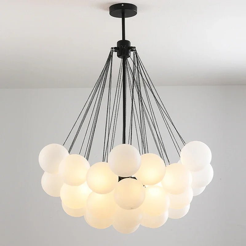 Modern Frosted Glass Ball Ceiling Chandelier Black Gold Pendant Lights 19/37 Glass Hanging Lamp for Dining Living Room - Julia M LifeStyles