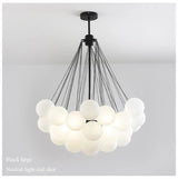 Modern Frosted Glass Ball Ceiling Chandelier Black Gold Pendant Lights 19/37 Glass Hanging Lamp for Dining Living Room - Julia M LifeStyles