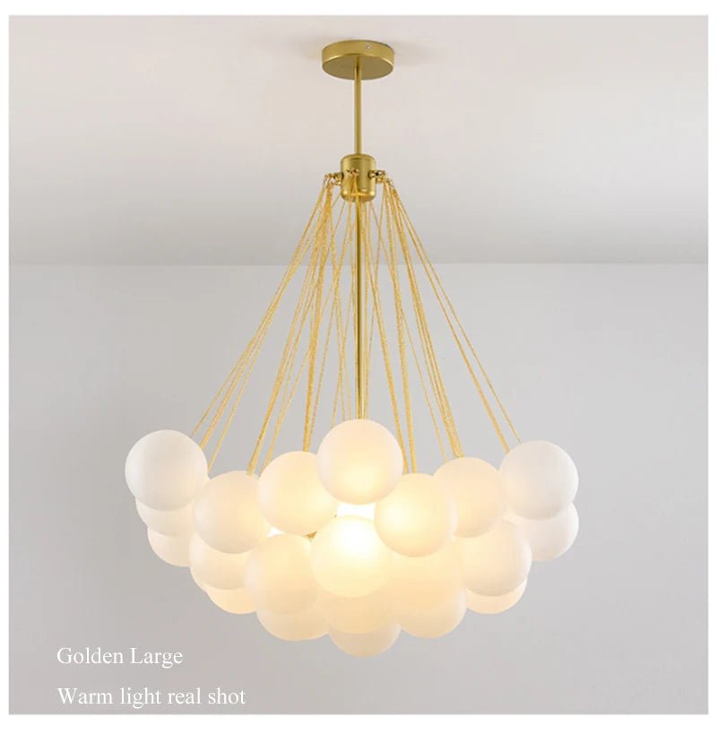 Modern Frosted Glass Ball Ceiling Chandelier Black Gold Pendant Lights 19/37 Glass Hanging Lamp for Dining Living Room - Julia M LifeStyles