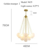 Modern Frosted Glass Ball Ceiling Chandelier Black Gold Pendant Lights 19/37 Glass Hanging Lamp for Dining Living Room - Julia M LifeStyles