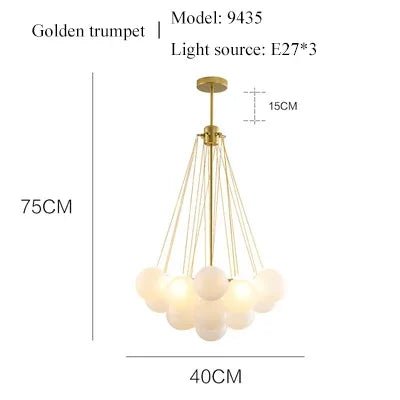 Modern Frosted Glass Ball Ceiling Chandelier Black Gold Pendant Lights 19/37 Glass Hanging Lamp for Dining Living Room - Julia M LifeStyles