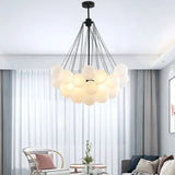 Modern Frosted Glass Ball Ceiling Chandelier Black Gold Pendant Lights 19/37 Glass Hanging Lamp for Dining Living Room - Julia M LifeStyles