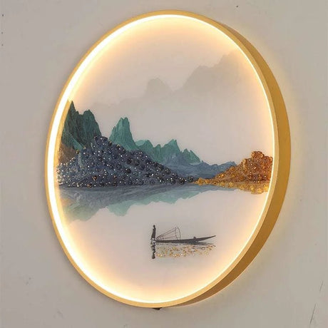 Modern Landscape Painting LED Sconces Round Lamp - Julia M LifeStyles