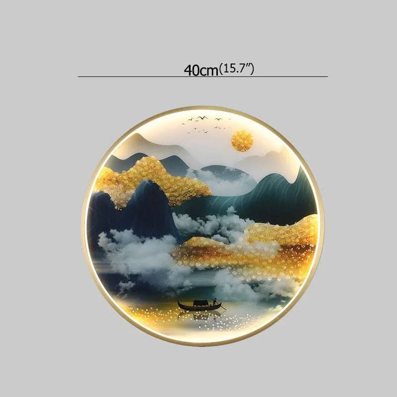 Modern Landscape Painting LED Sconces Round Lamp - Julia M LifeStyles