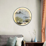 Modern Landscape Painting LED Sconces Round Lamp - Julia M LifeStyles