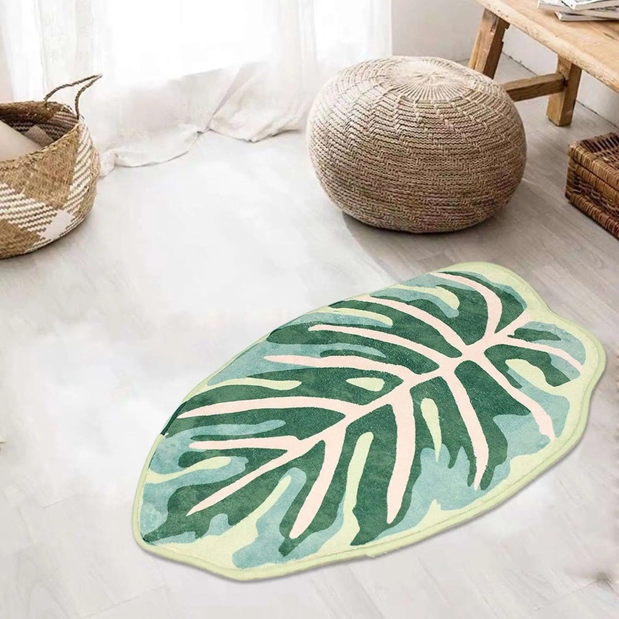 Modern Leaf Pattern Bathroom Toilet Waterproof Mat. - Julia M LifeStyles