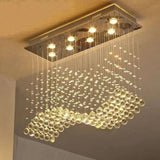 Modern LED Rectangle Living Room K9 Crystal Chandelier - Julia M LifeStyles