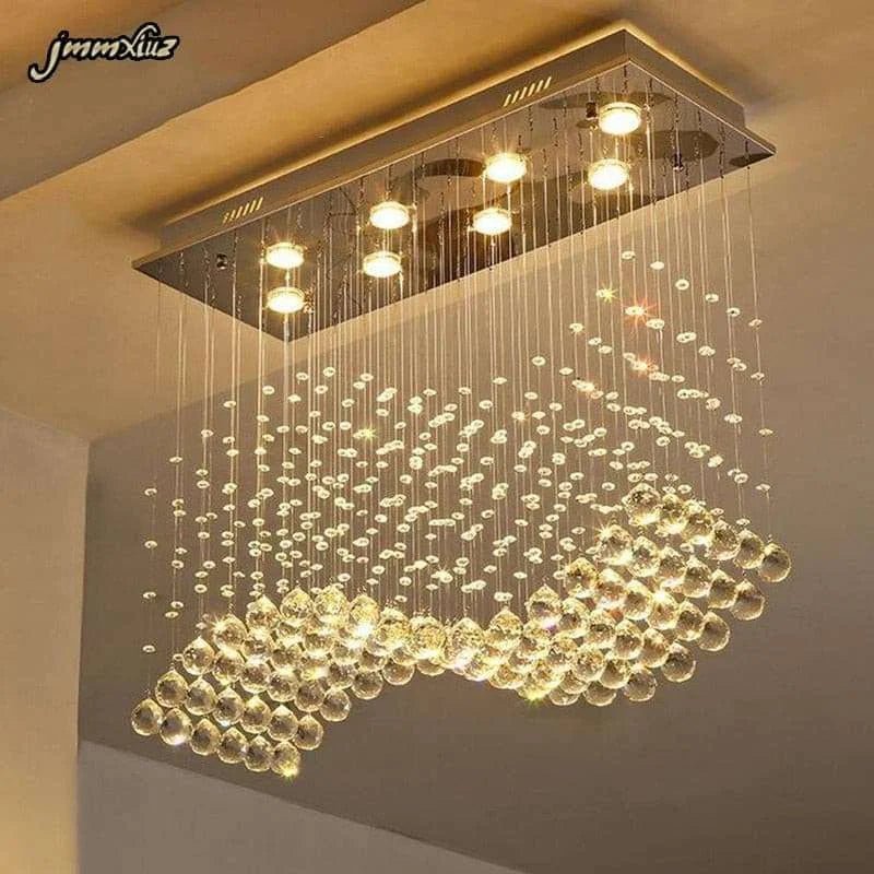 Modern LED Rectangle Living Room K9 Crystal Chandelier - Julia M LifeStyles