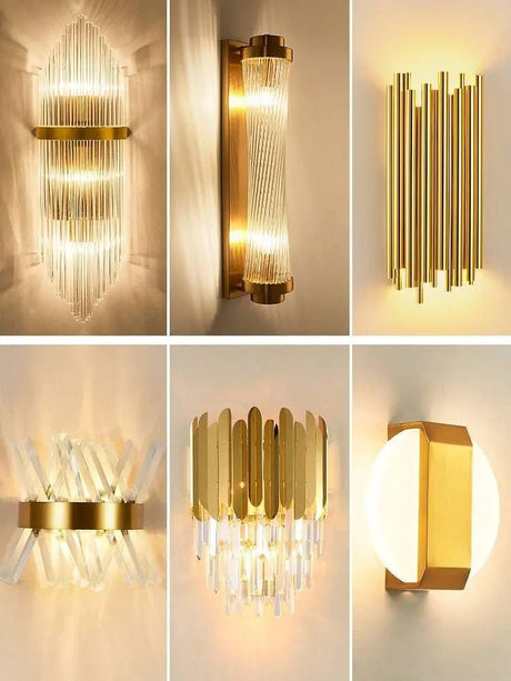 Modern Light Luxury Crystal Gold Wall Lamps - Julia M LifeStyles