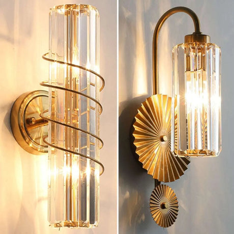 Modern Light Luxury Cylindrical Crystal Wall Lamp wall lighting & fixtures Julia M Home & Kitchen   