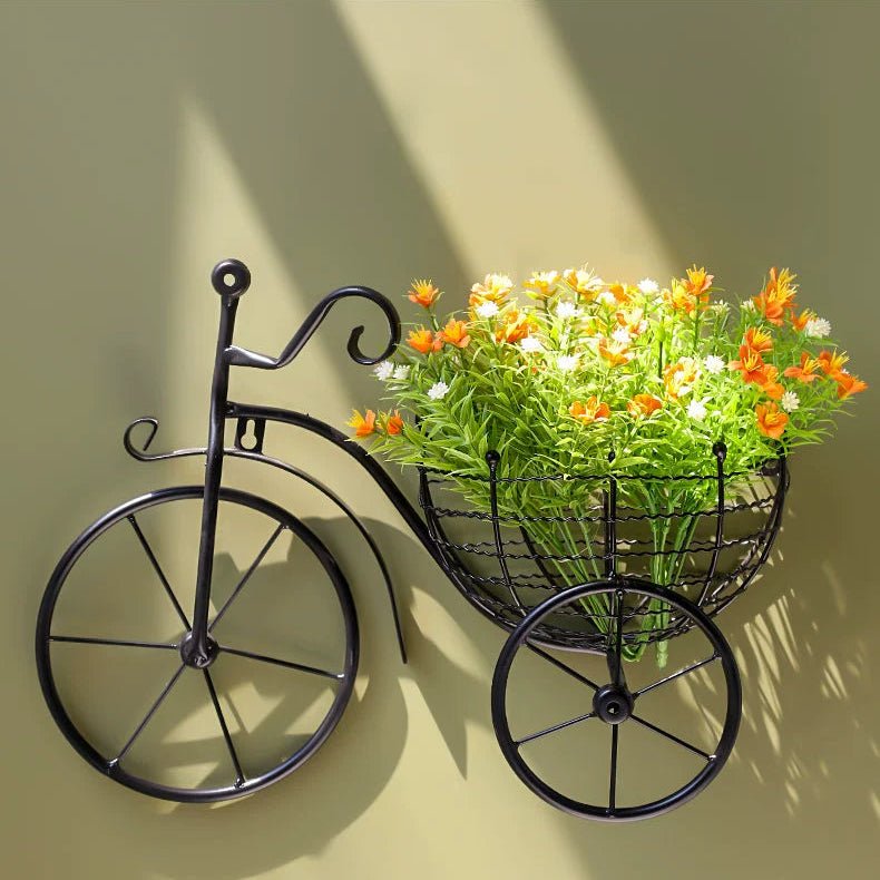 Modern Minimalist Bicycle Flower Basket Wall Decor - Julia M LifeStyles