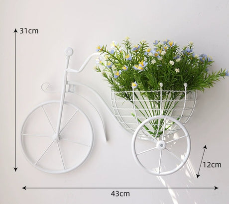 Modern Minimalist Bicycle Flower Basket Wall Decor - Julia M LifeStyles